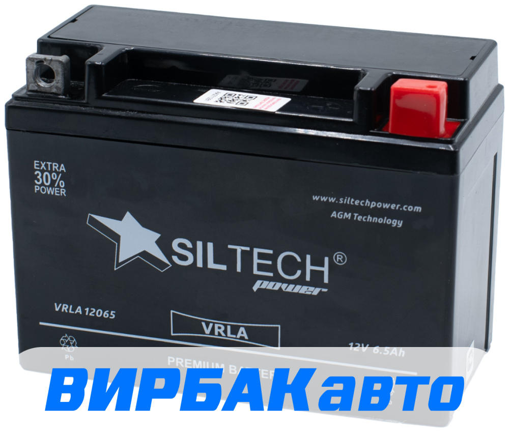 Аккумулятор SILTECH VRLA 12065 (YTX6,5L-BS) 6.5 Ач 100 А обратная  полярность, 2023 г.