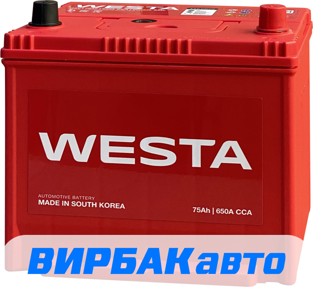 Купить Аккумулятор WESTA Korea 95D23L SMF 75 Ач 650 А обратная полярность,  клемма стандартная, цены в Краснодаре — интернет-магазин VIRBACauto