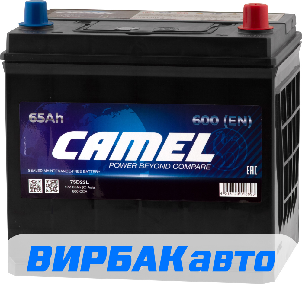 Купить Аккумулятор CAMEL 65 Ач 600 А обратная полярность, клемма  стандартная, цены в Краснодаре — интернет-магазин VIRBACauto