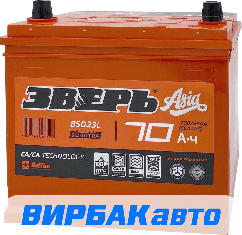 Купить Аккумулятор ЗВЕРЬ Asia 70 Ач 700 А обратная полярность, клемма ...