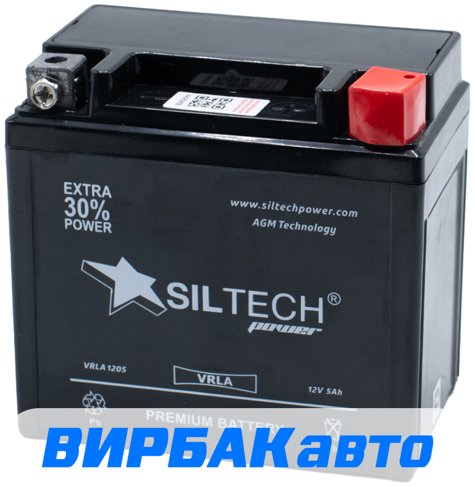 Купить Аккумулятор SILTECH VRLA 1205 (YTX5L-BS) 5 Ач 80 А обратная  полярность, 2023 г., клемма стандартная, цены в Краснодаре —  интернет-магазин VIRBACauto